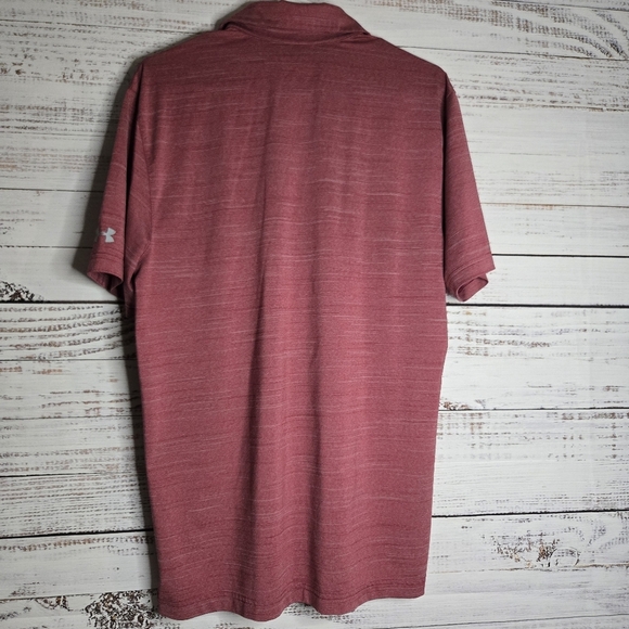 Under Armour UA Shirt Heat Gear Spacedye Red Short Sleeve Polo Shirt sz Med - Picture 4 of 6